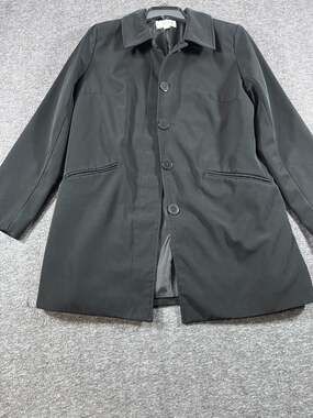 Merona Women's Black Single Breasted Button-Front Jacket Coat Size M